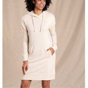 Toad&Co Cream Organic Cotton Long Sleeve Hooded Sweatshirt Dress Size S